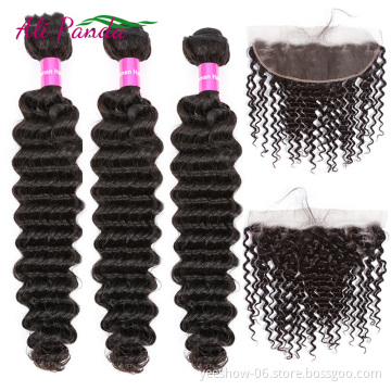 wholesale deep curly indian filipino frontal  with closure best quality raw 12a brazilian hair bundles virgin
